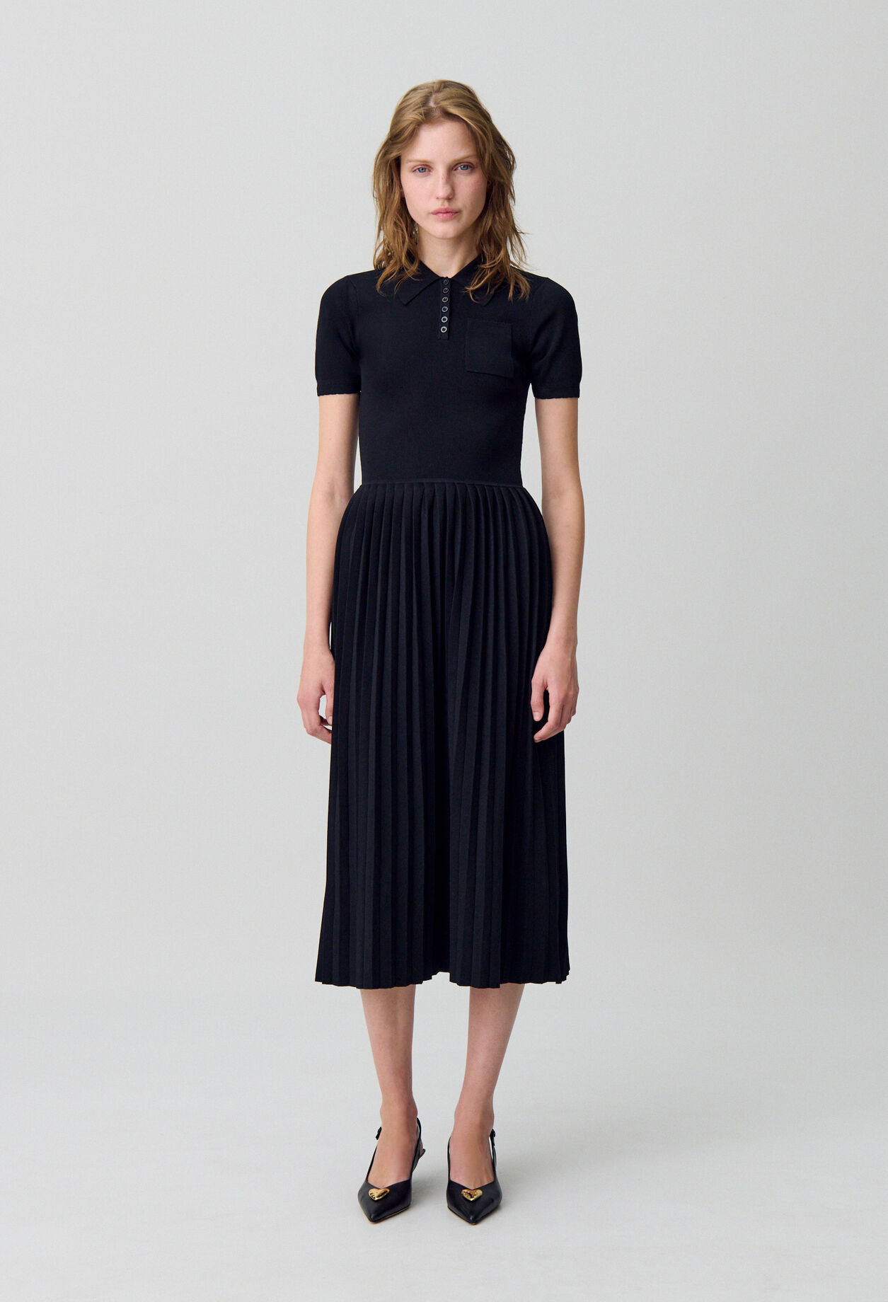 Vestido midi de punto fino