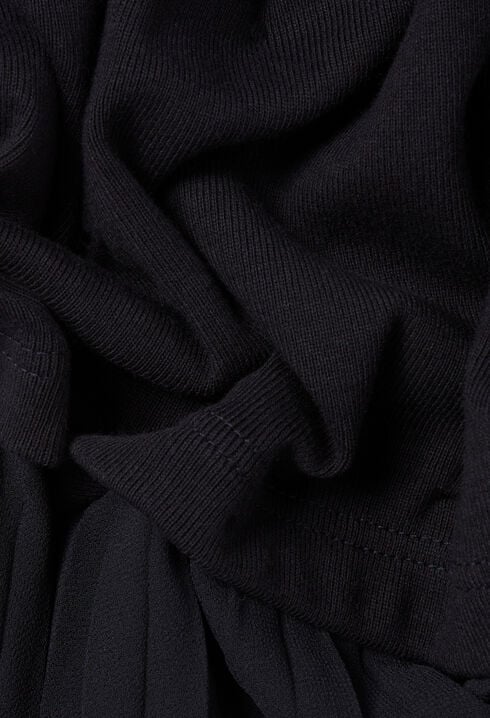 Vestido bimaterial negro y azul marino 