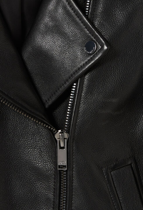 Chaqueta de cuero granulado negro