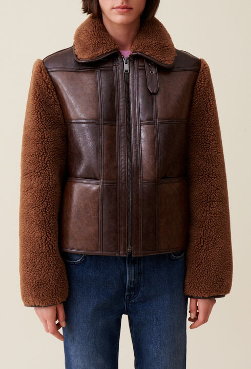 Chaqueta corta de dos tejidos