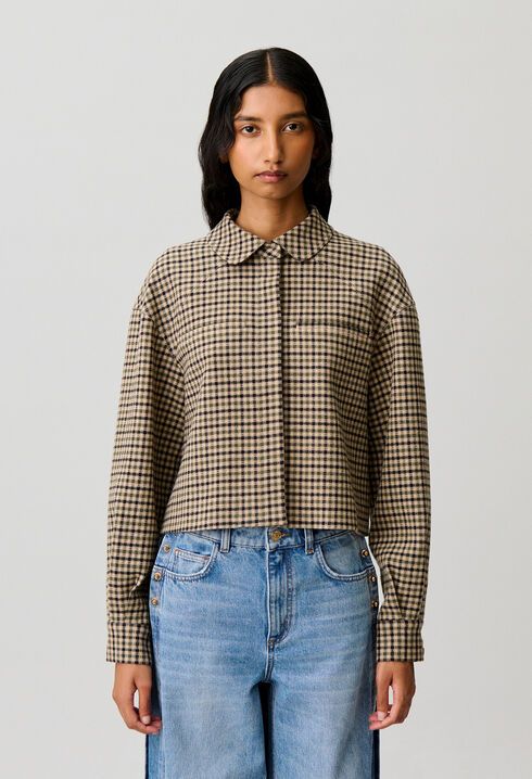 Chaqueta corta de lana a cuadros