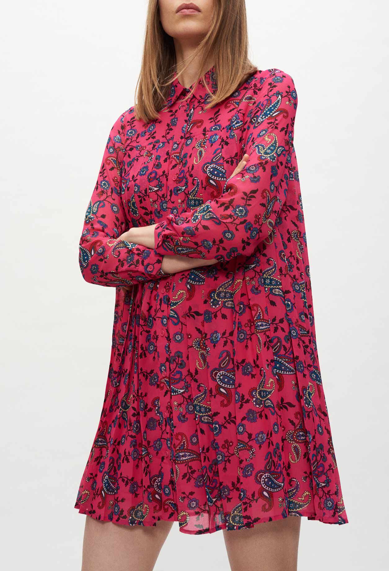 Vestido camisero estampado de cachemira
