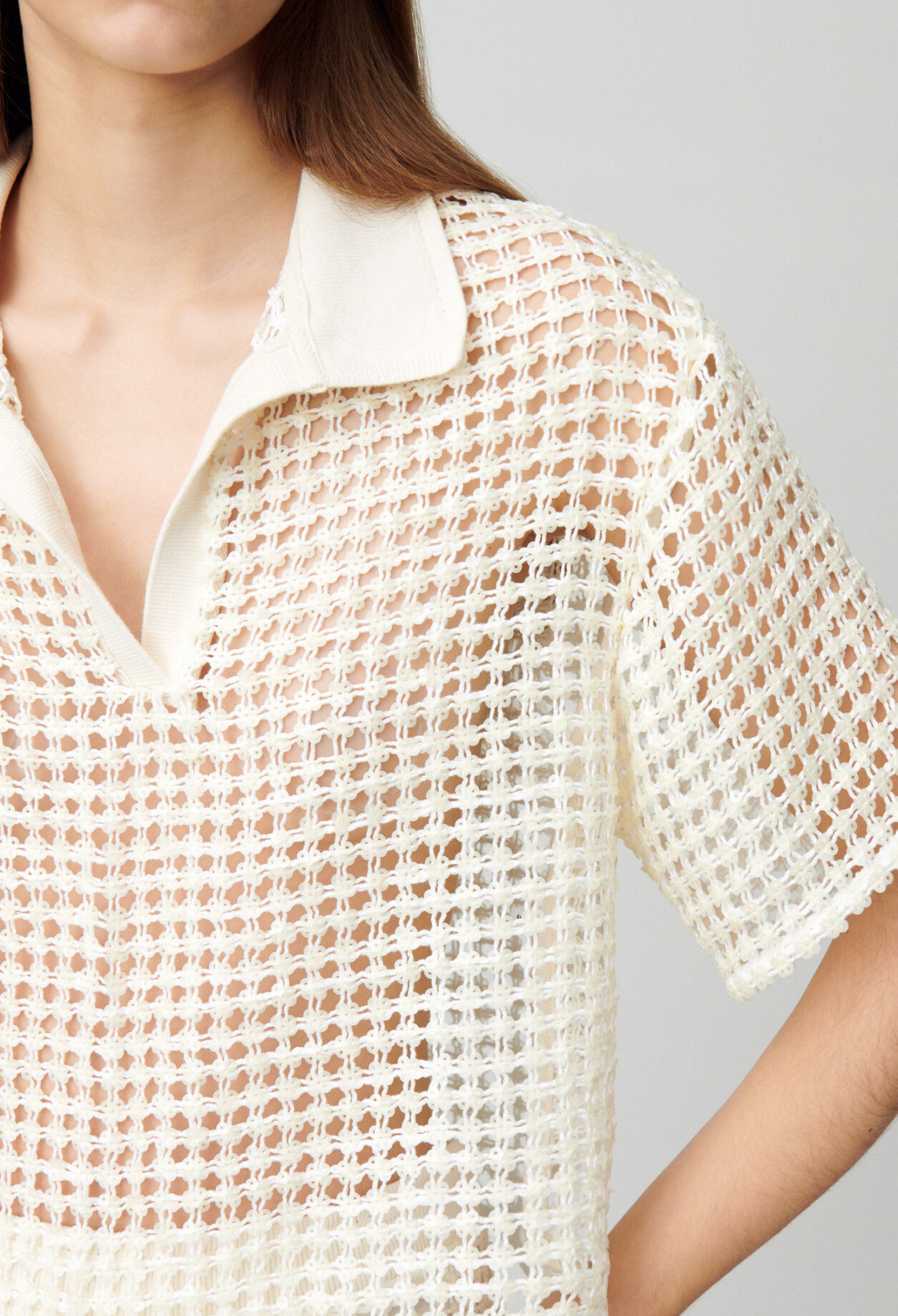 Top crochet de mangas cortas