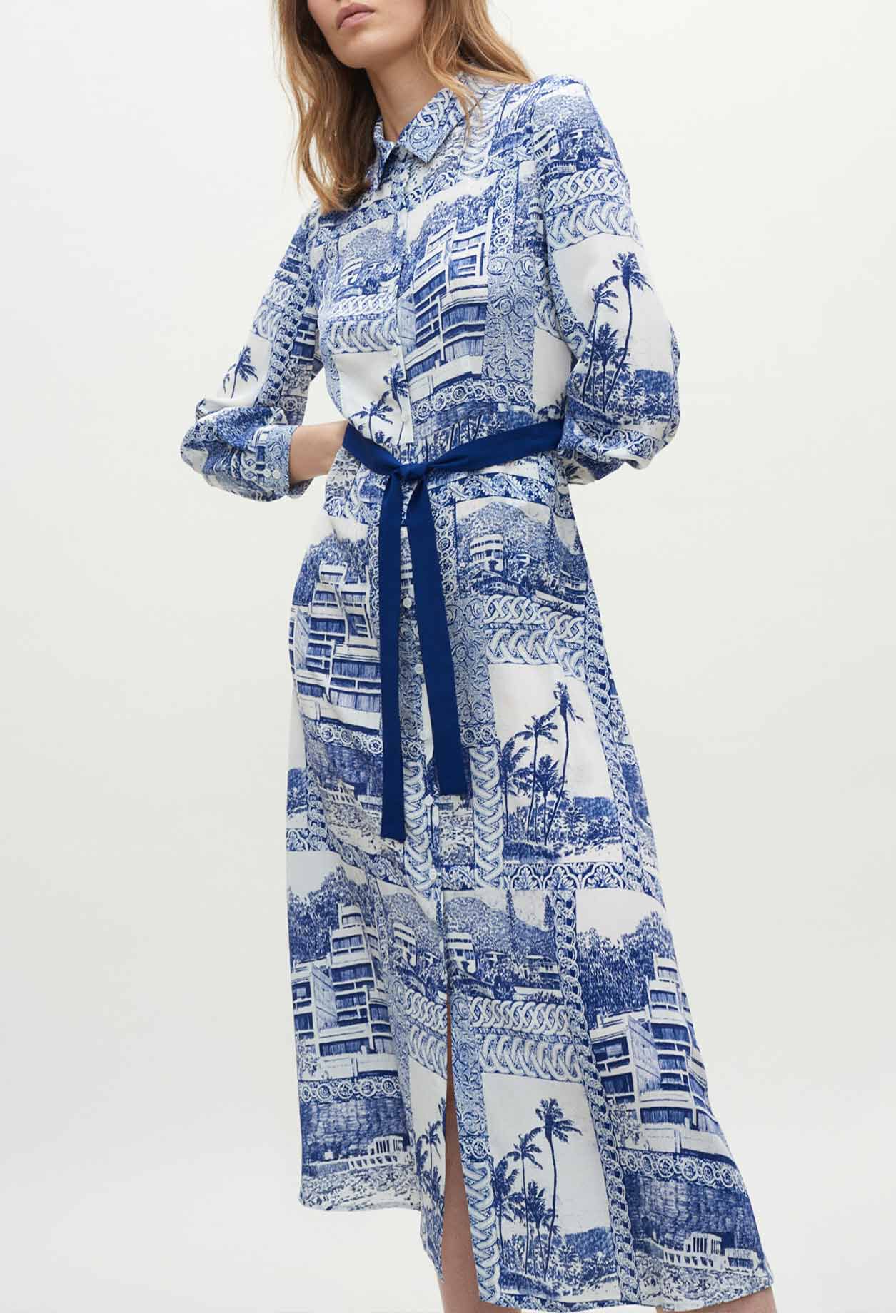 Vestido largo toile de Jouy