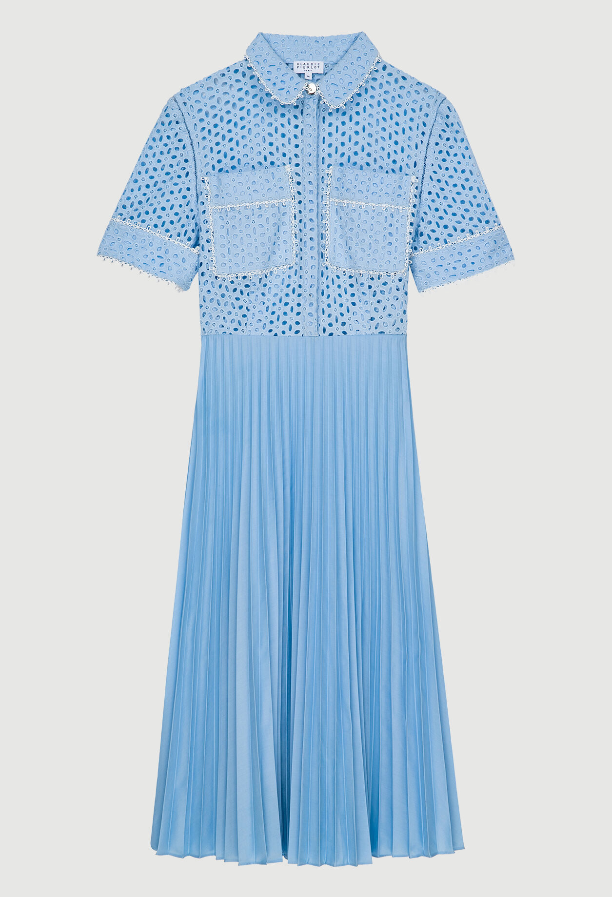 Vestido azul plisado