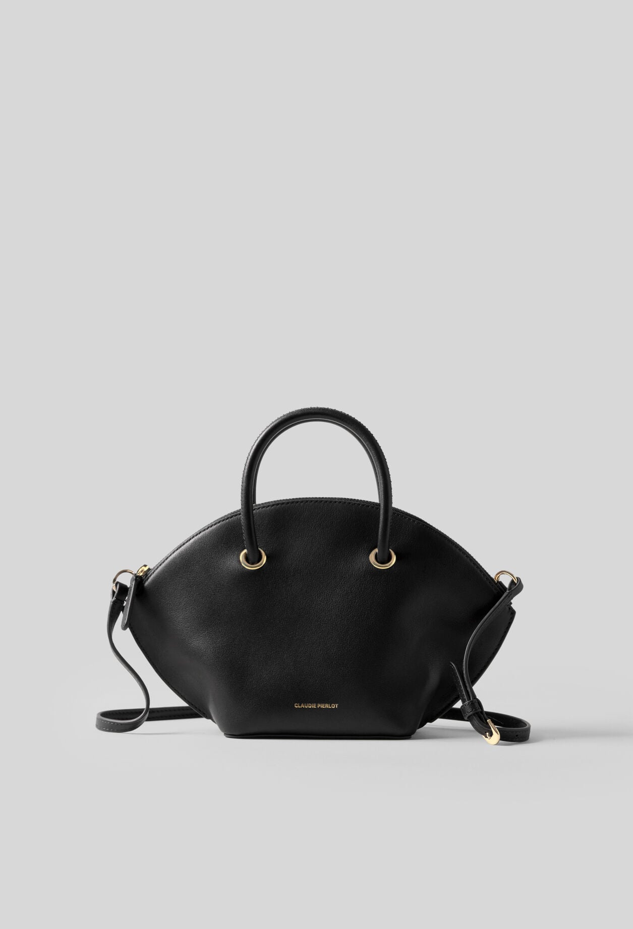 Bolso piel lisa con aros dorados