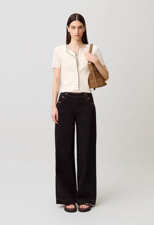 C&aacute;rdigan de punto contrastado