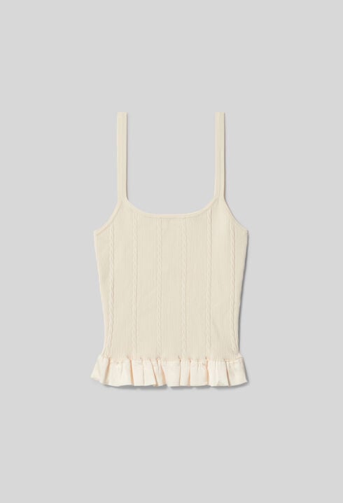 Top satinado con volantes