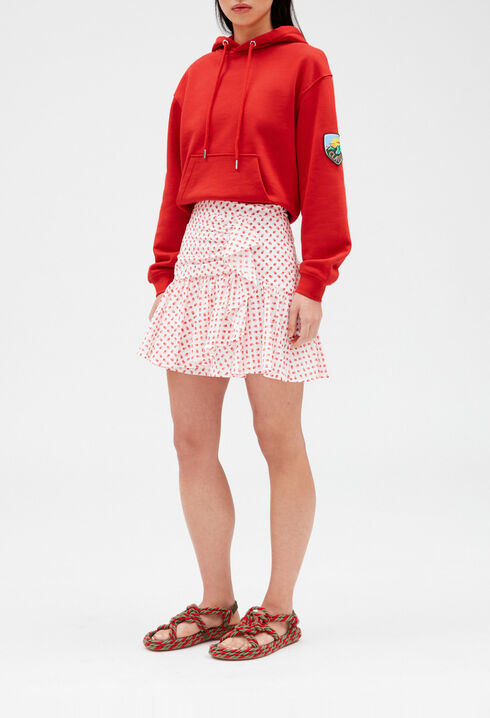 Falda corta con volantes