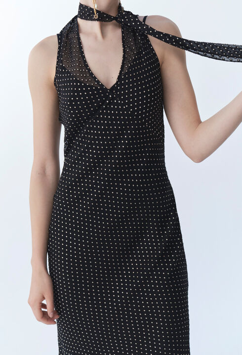 Vestido largo transparente lunares