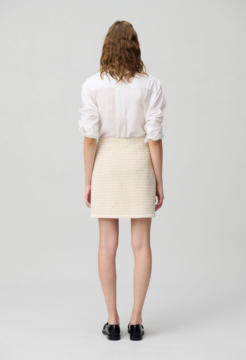 Falda corta de tweed con botones
