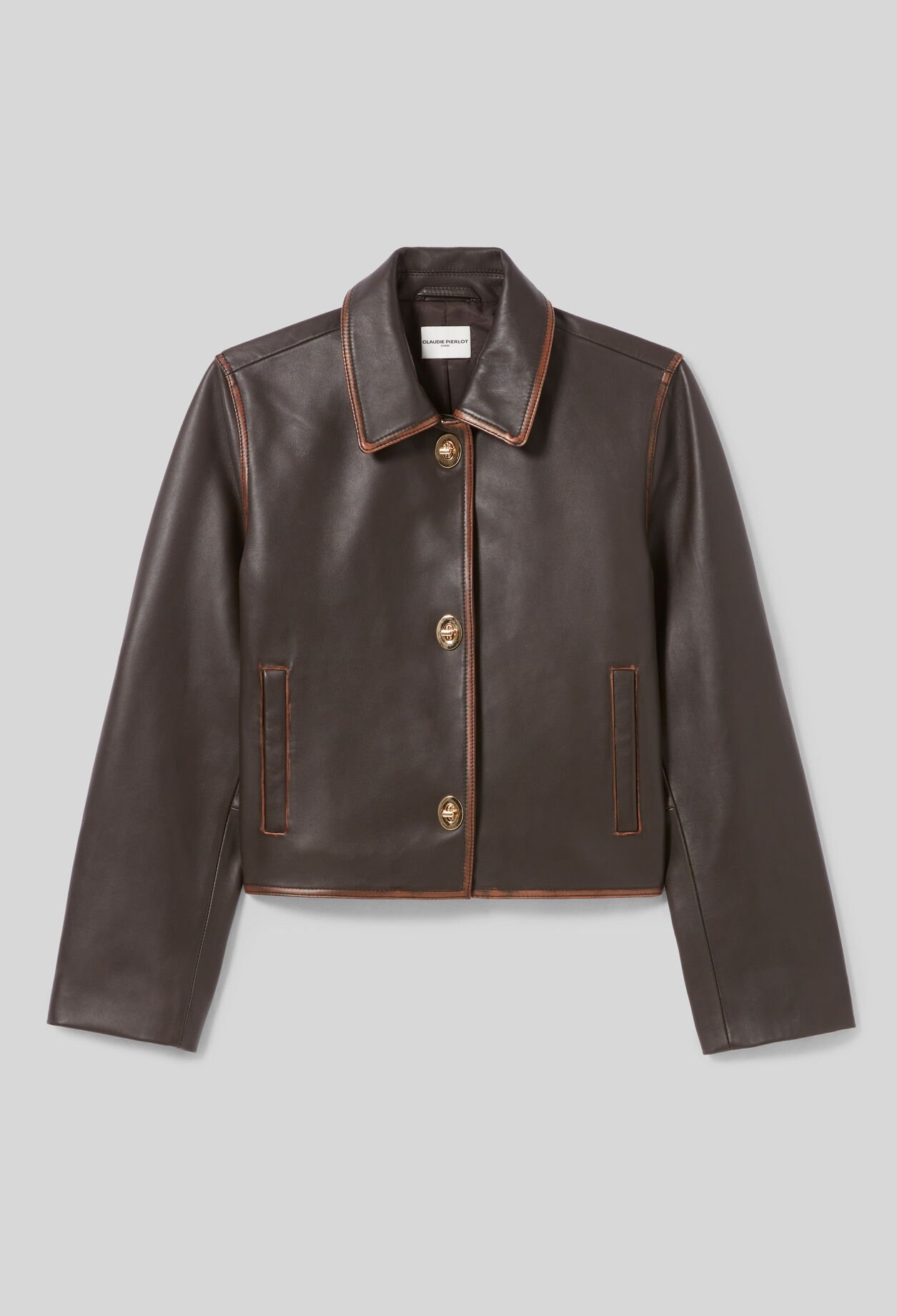 Chaqueta corta de cuero envejecido