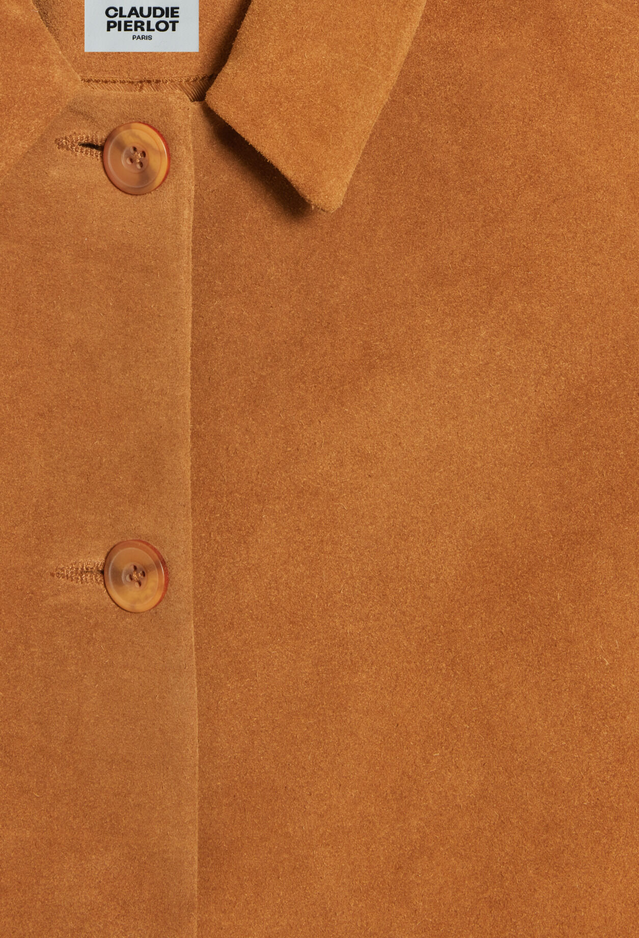 Abrigo recto piel ante beige oscuro