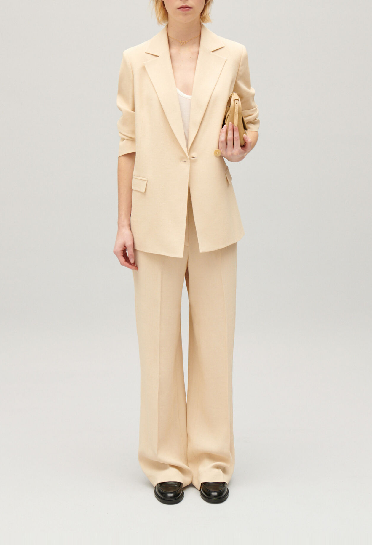 Chaqueta de traje con textura en beige