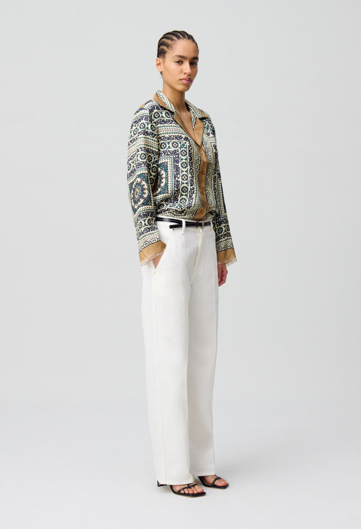 Camisa de seda estampada