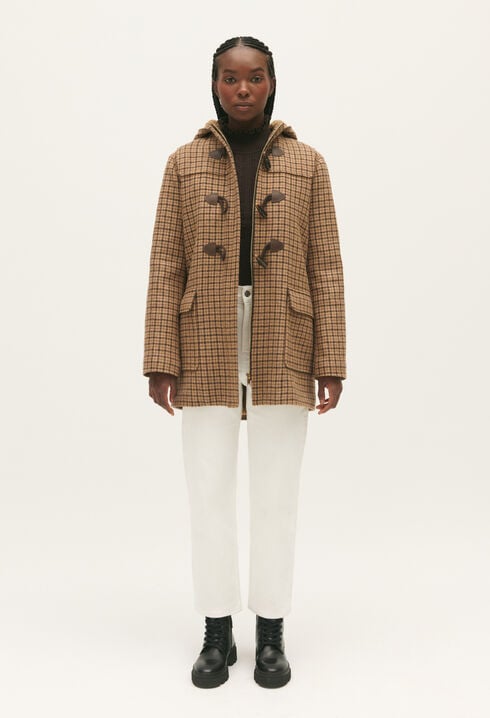 Duffle-coat de mezcla de lana beige