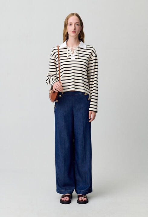 Pantalón vaquero ancho con botones
