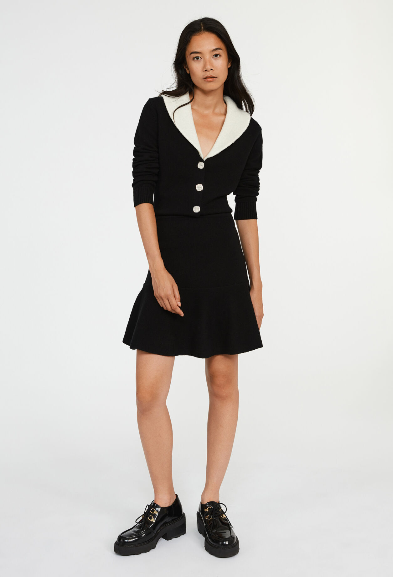 Chaqueta de punto de cuello ancho