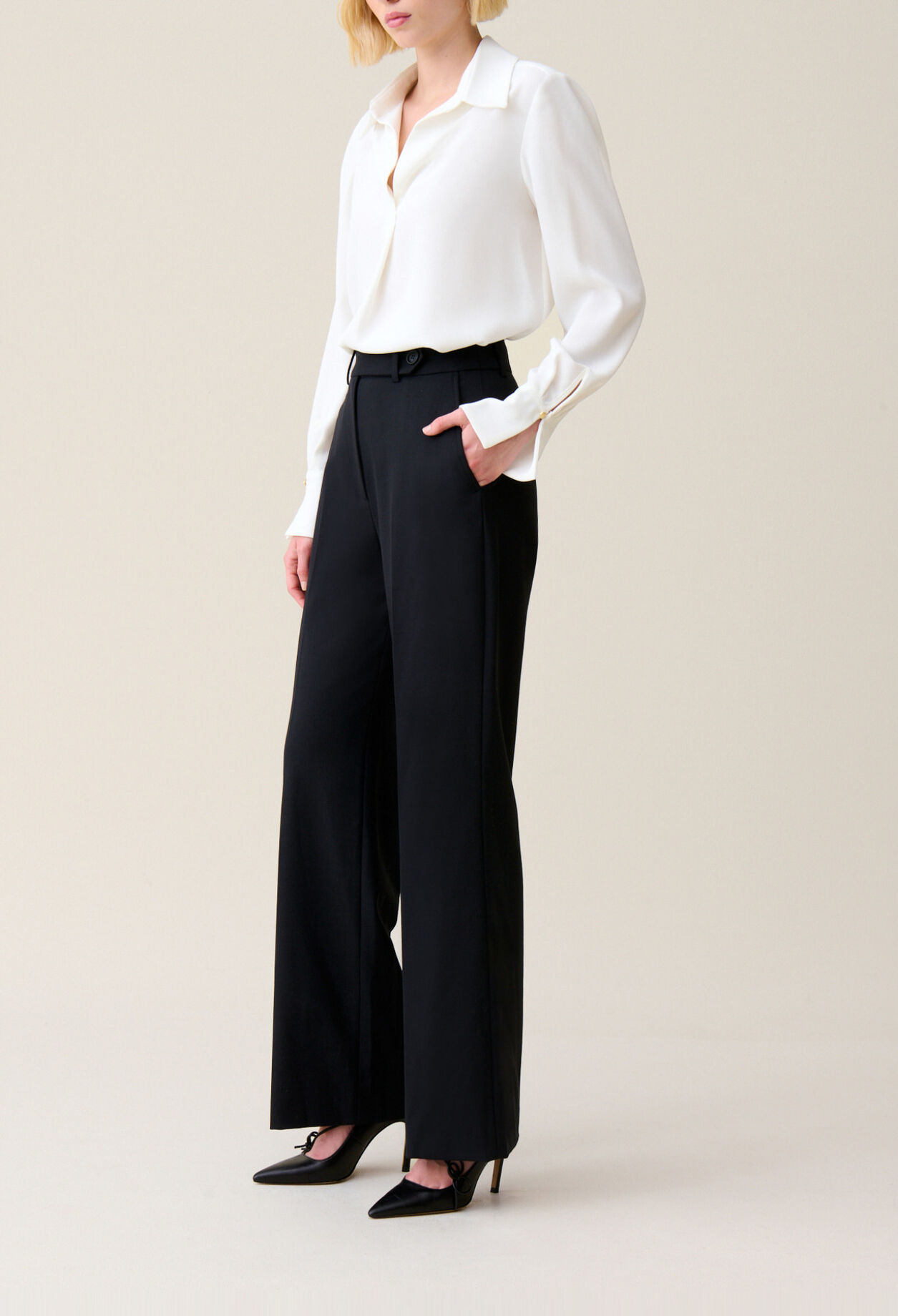 Pantal&oacute;n de traje lana azul marino