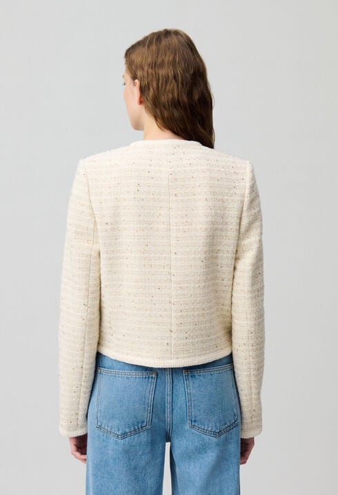 Chaqueta corta de tweed con botones