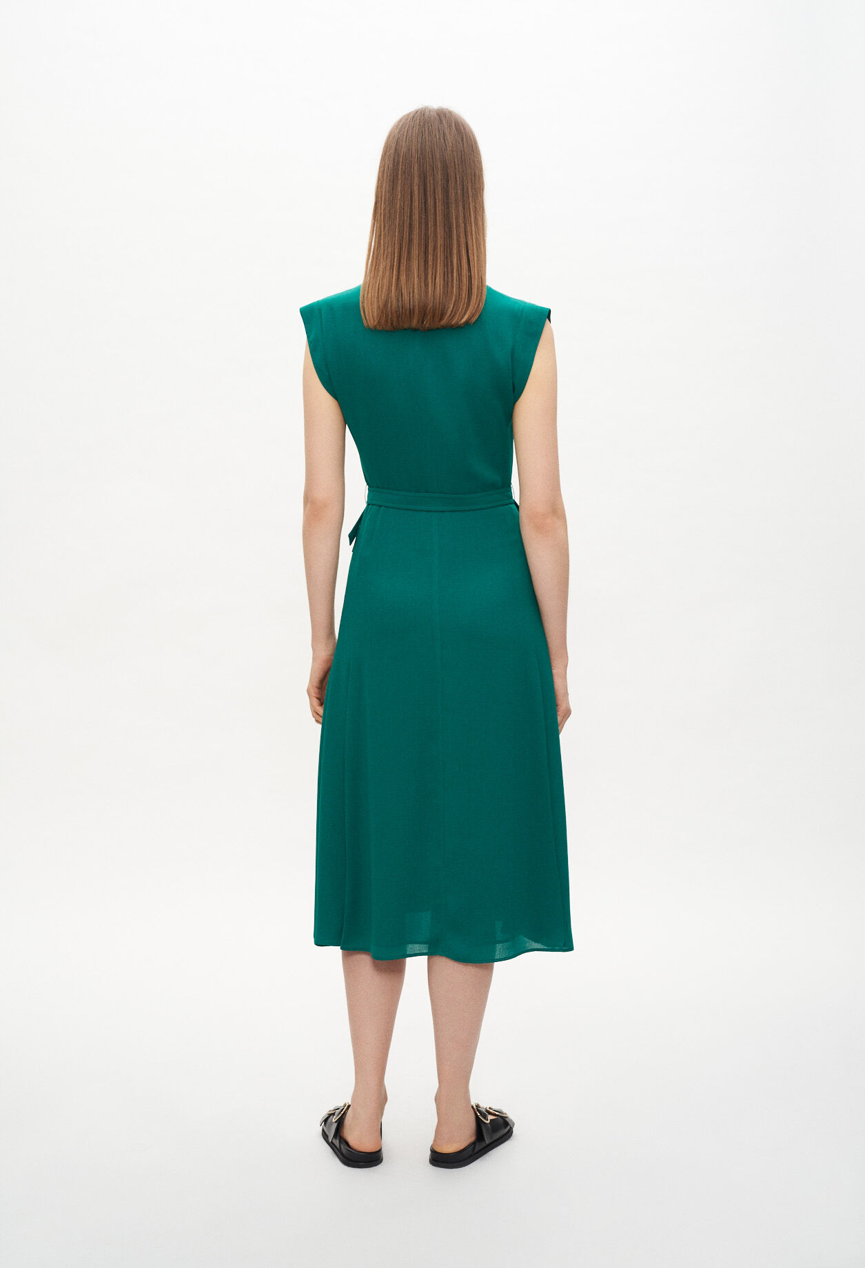 Vestido sin mangas verde botella