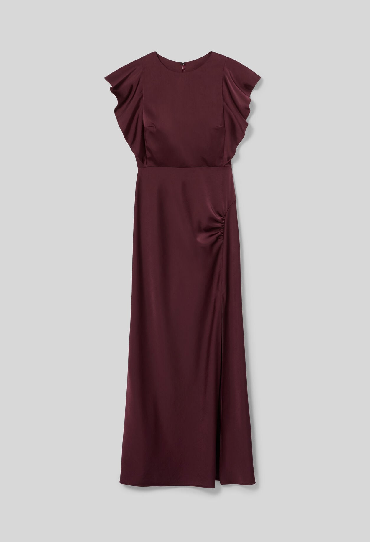 Vestido largo satinado con abertura