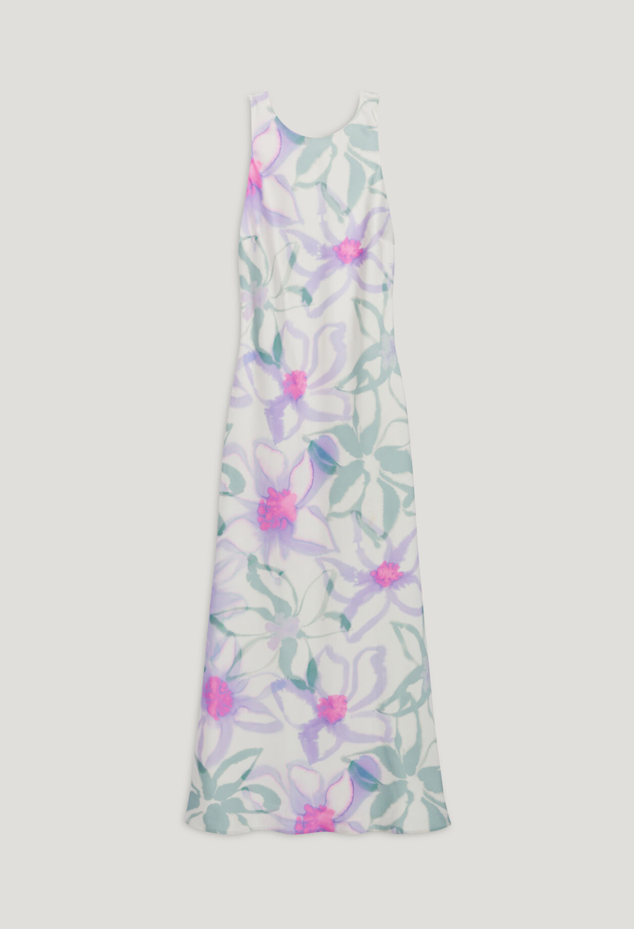 Vestido largo satinado estampado
