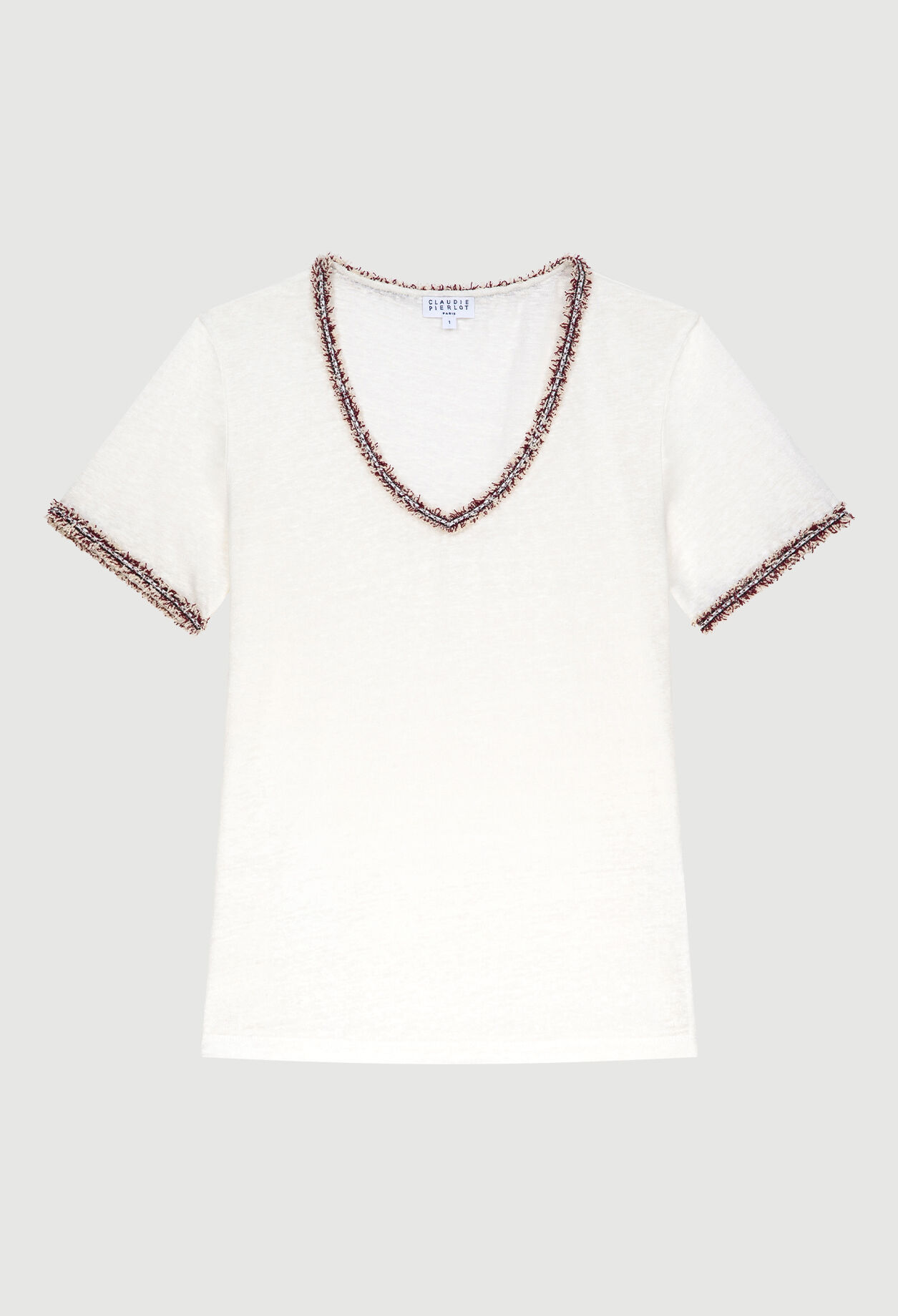 Camiseta con detalles de tweed