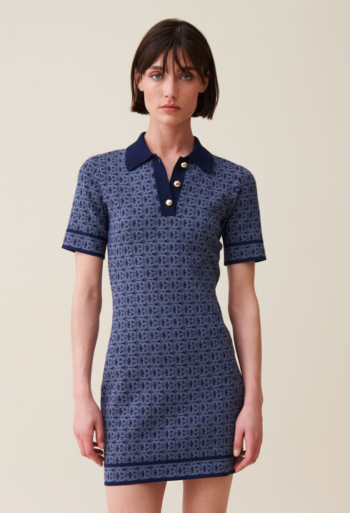 Vestido corto monograma marino