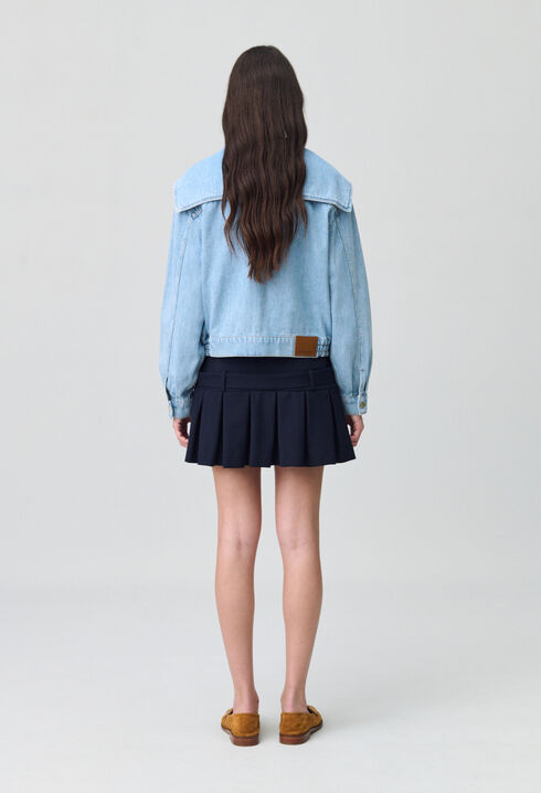Chaqueta denim con cuello ancho