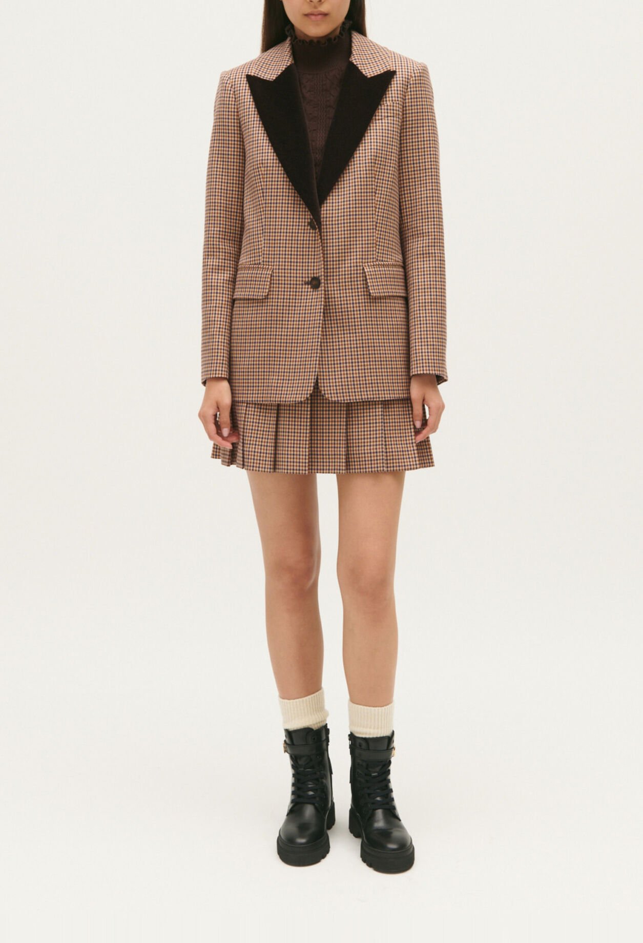 Chaqueta de traje estampado de cuadros