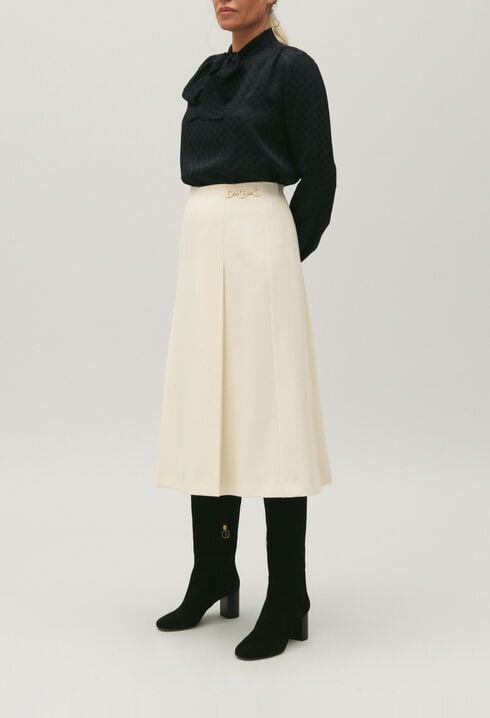 Falda midi gourmet marfil