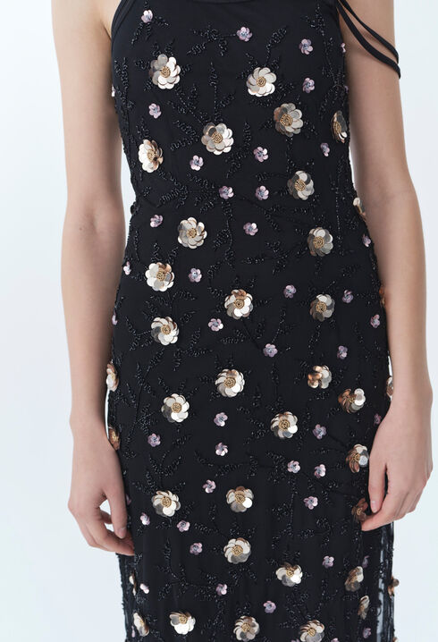 Vestido largo fluido lentejuelas