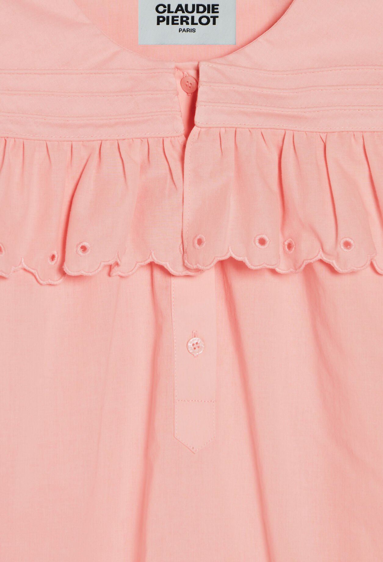 Blusa bordada de algodón en rosa