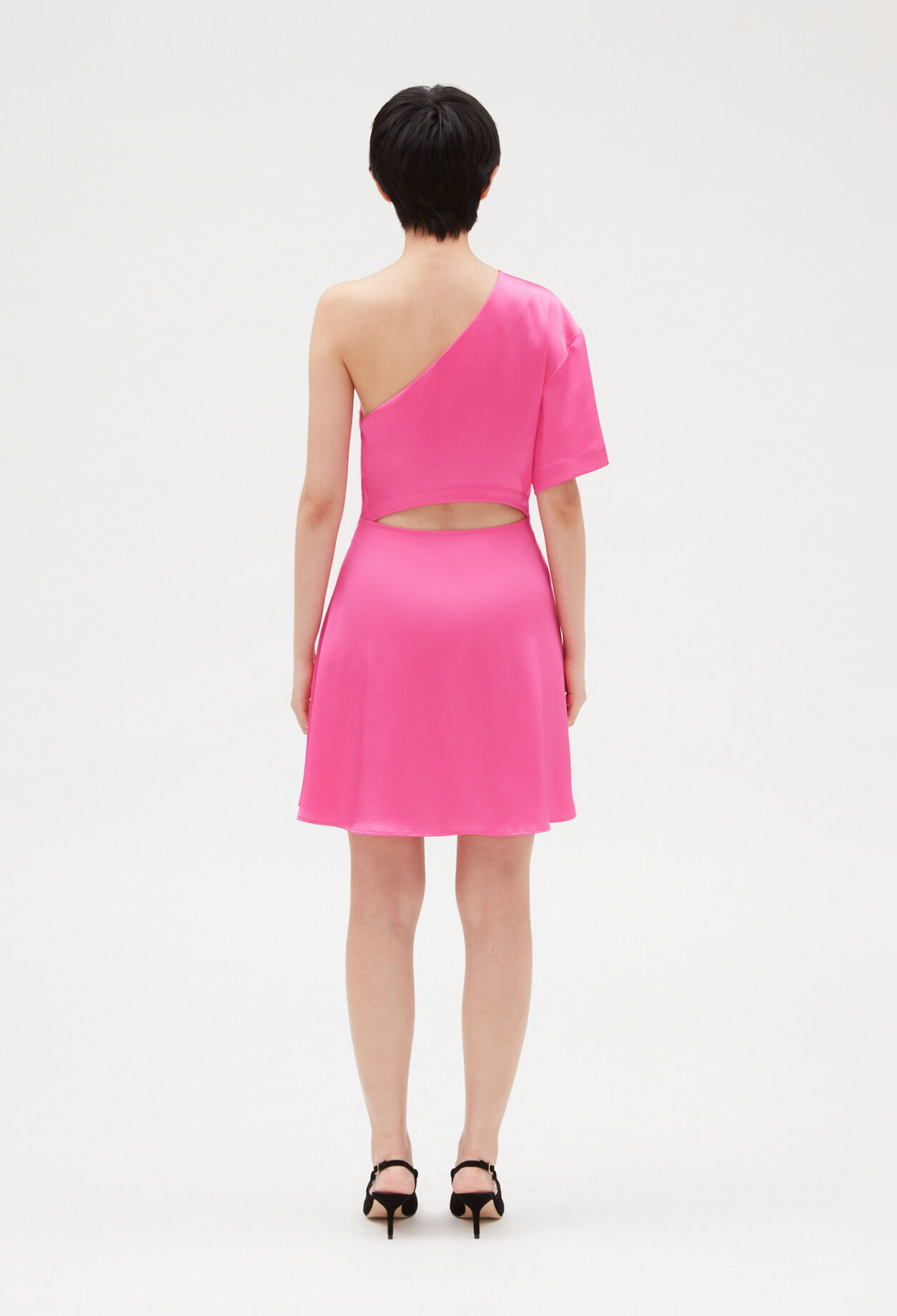 Vestido corto asimétrico rosa