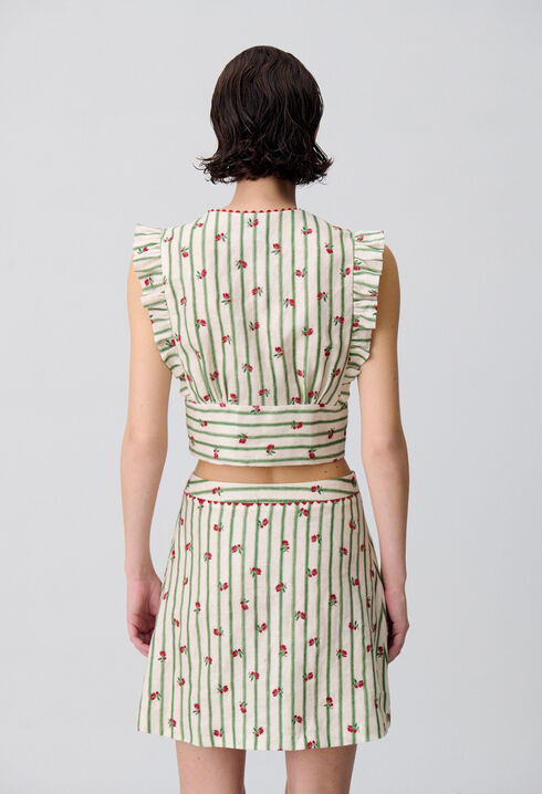 Top con volante y estampado