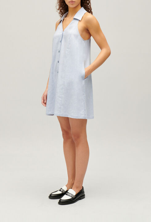 Vestido corto babydoll abotonado