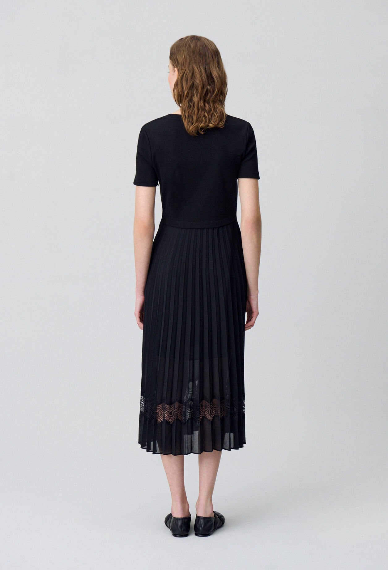Vestido midi Twist bimaterial negro