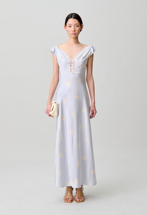 Vestido satinado de flores