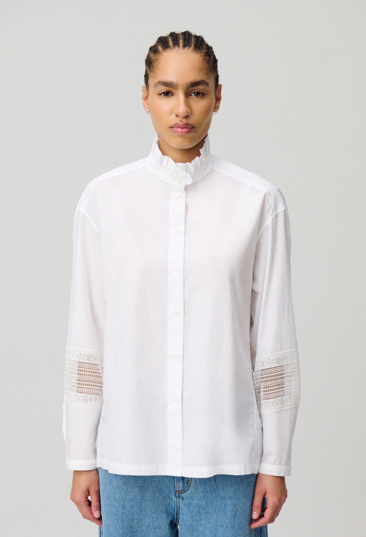 Camisa algodón cuello volante