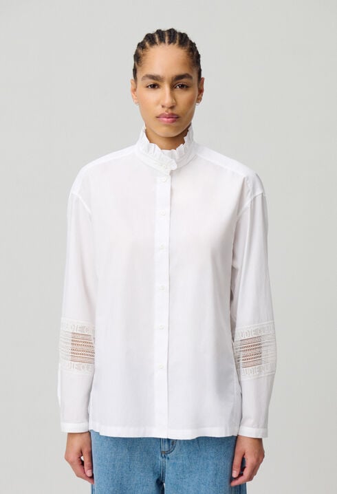 Camisa algodón cuello volante