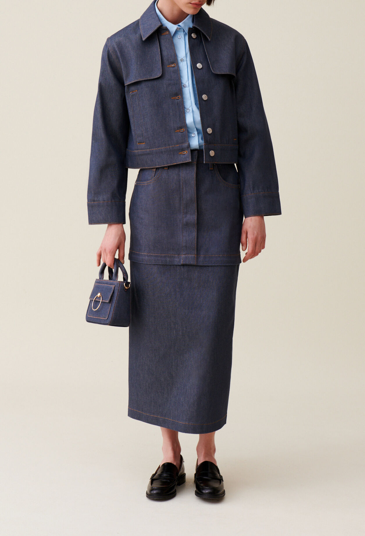 Chaqueta denim oscuro ancha