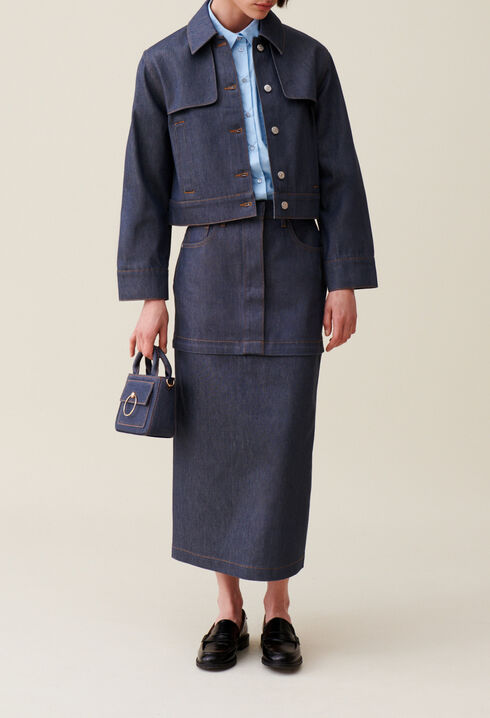 Chaqueta denim oscuro ancha