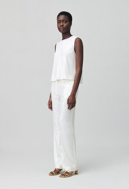 Pantalón de lentejuelas blanco