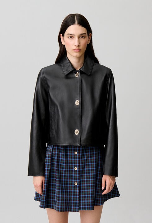 Chaqueta corta de cuero negro