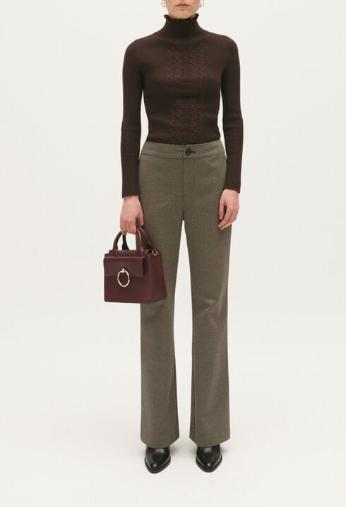 Pantalón recto con estampado chocolate