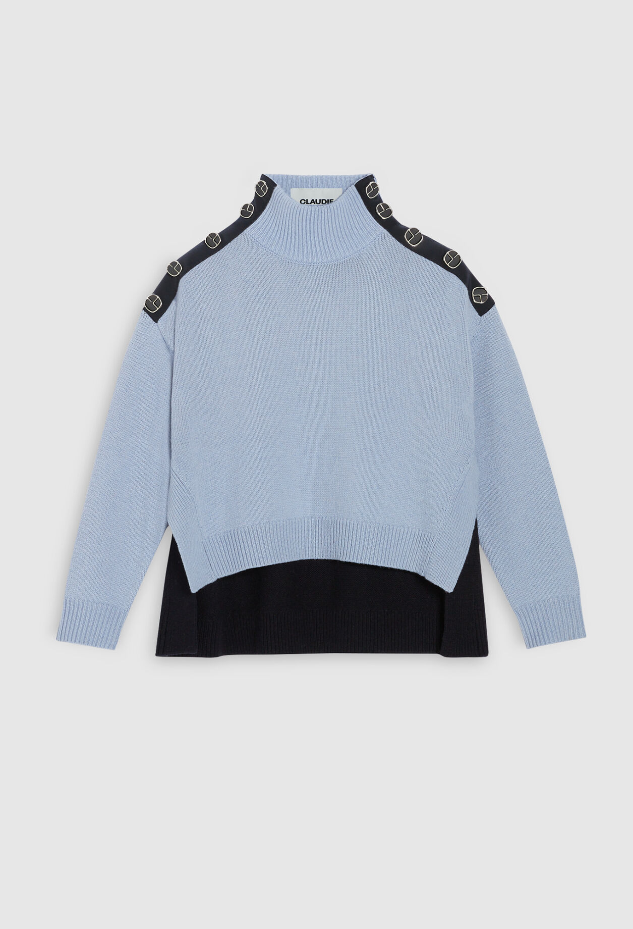 Jersey dos tonos con cuello chimenea