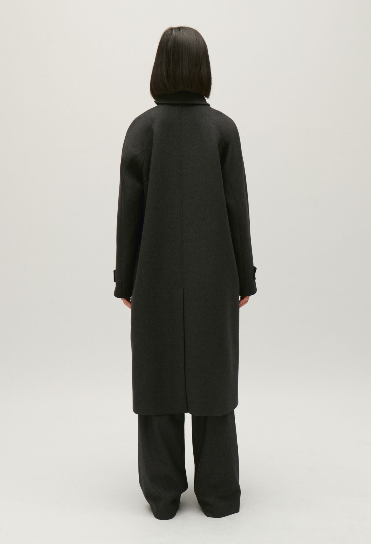 Abrigo largo medio lana gris chiné