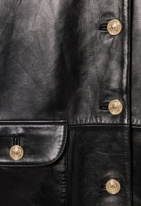 Chaqueta de cuero estilo oversize