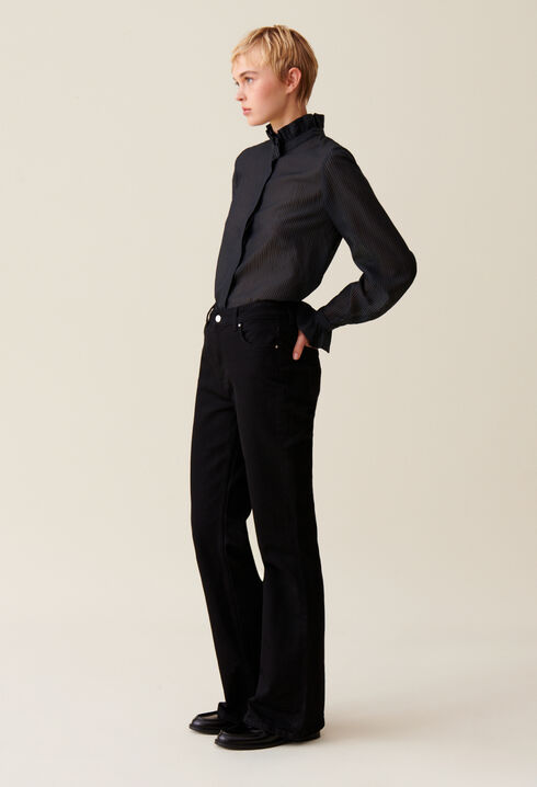 Blusa fluida cuello volante a rayas